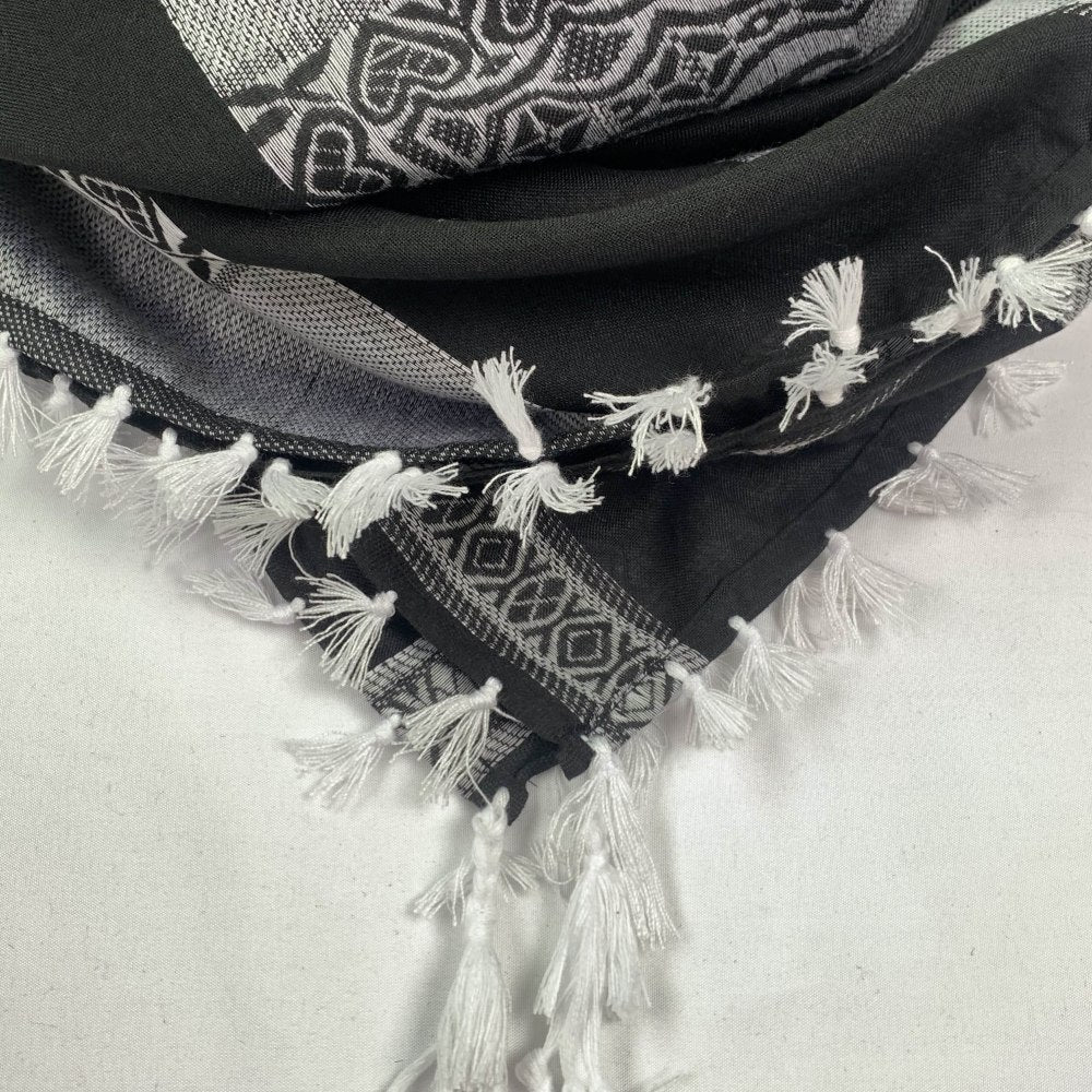 "Black Arabian scarf with white tassels"tactical desert shemagh scarf