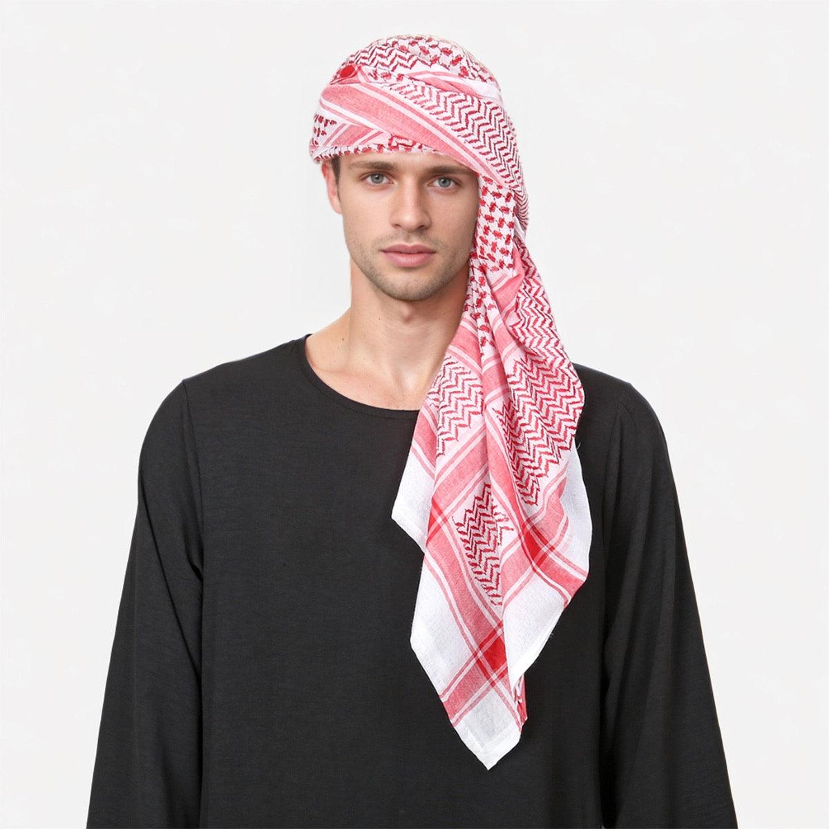 Black and White Keffiyeh Scarf burgundy