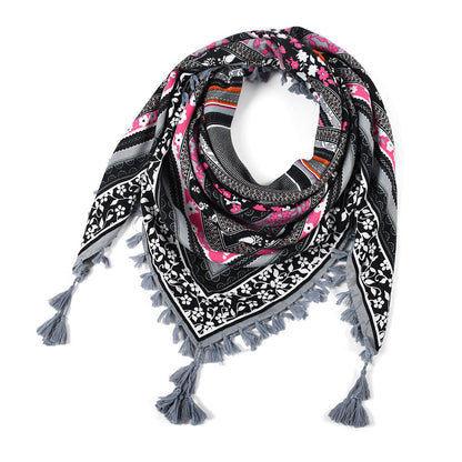 black and white floral scarf