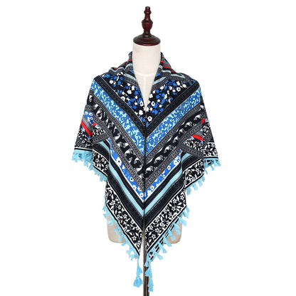 blue floral scarf