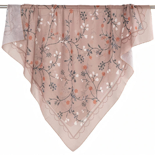 Bulk Elegant Scalloped Edge Floral Square Scarf Supplier