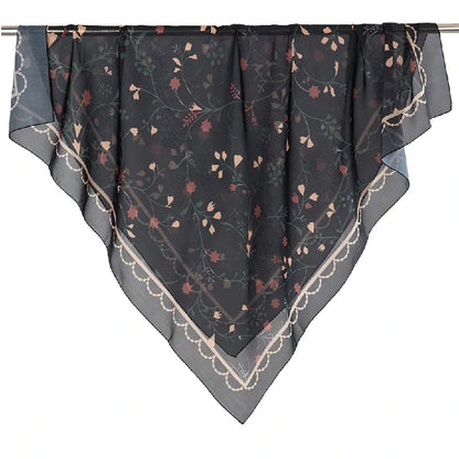 Bulk Elegant Scalloped Edge Floral Square Scarf Supplier