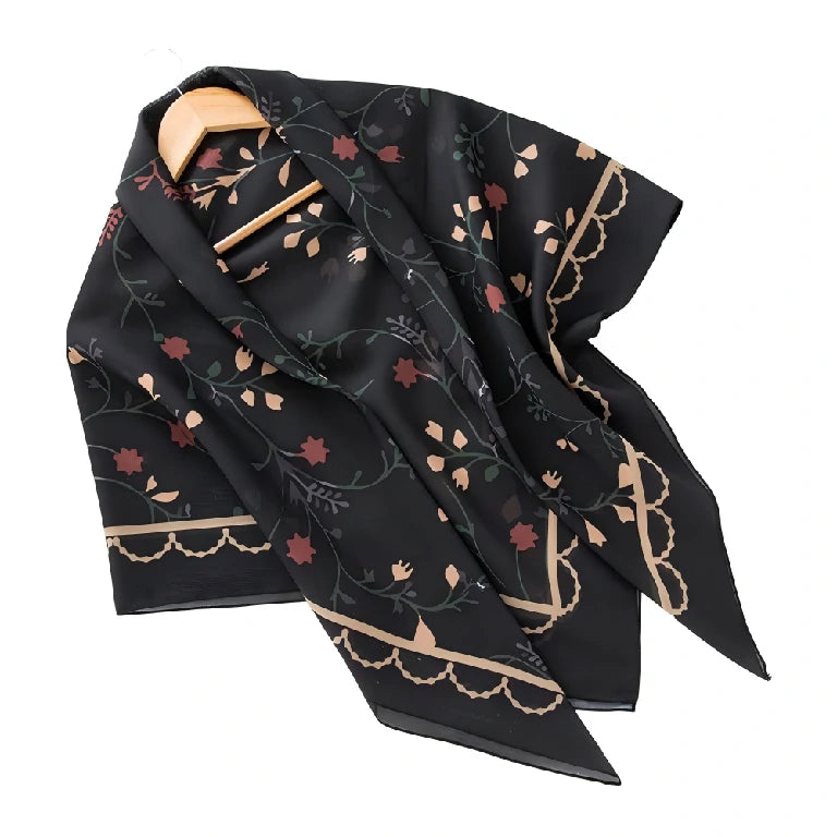 Bulk Elegant Scalloped Edge Floral Square Scarf Supplier