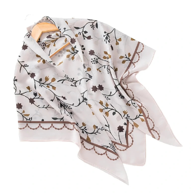 Bulk Elegant Scalloped Edge Floral Square Scarf Supplier