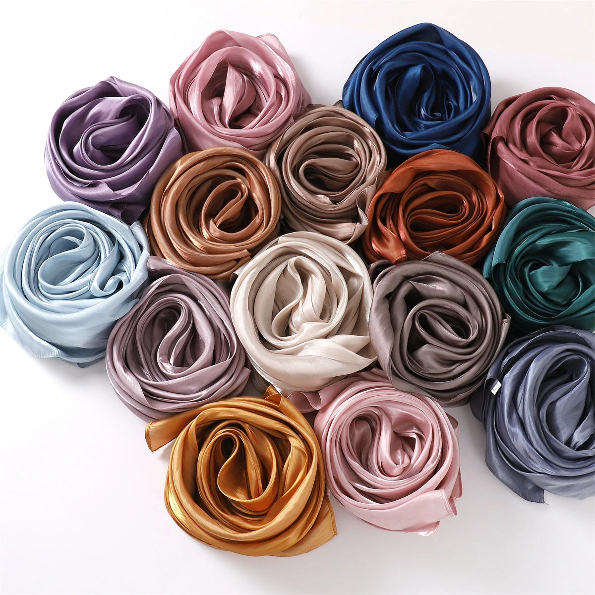 Bulk Premium High Luster Satin Hijab Plain Lightweight Evening Wraps Women