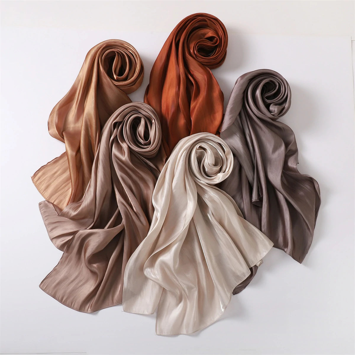 Bulk Premium High Luster Satin Hijab Plain Lightweight Evening Wraps Women