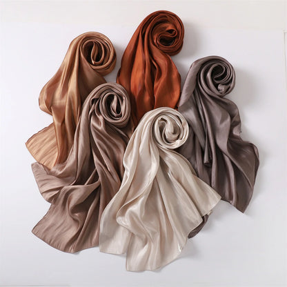 Bulk Premium High Luster Satin Hijab Plain Lightweight Evening Wraps Women