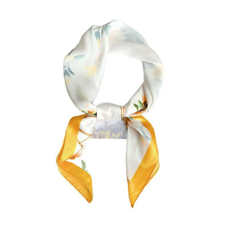 Bulk Silk-Like Polyester Square Scarf Manufacturer Elegant Botanical Designs