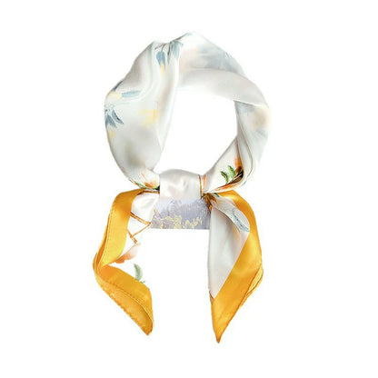 Bulk Silk-Like Polyester Square Scarf Manufacturer Elegant Botanical Designs