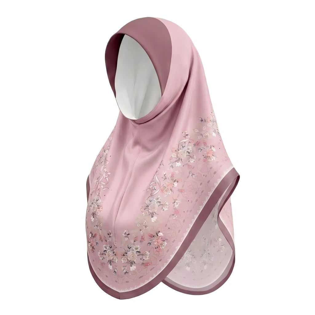 Bulk Supplier Luxury Silky Slip-on Hijab Beautiful Floral Print Muslim Headscarf