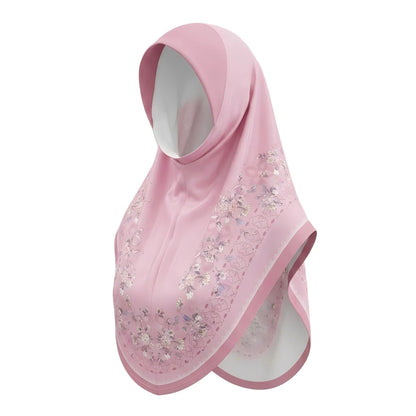 Bulk Supplier Luxury Silky Slip-on Hijab Beautiful Floral Print Muslim Headscarf