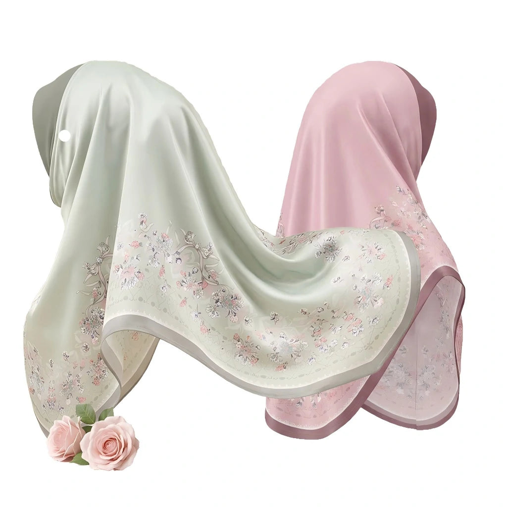 Bulk Supplier Luxury Silky Slip-on Hijab Beautiful Floral Print Muslim Headscarf