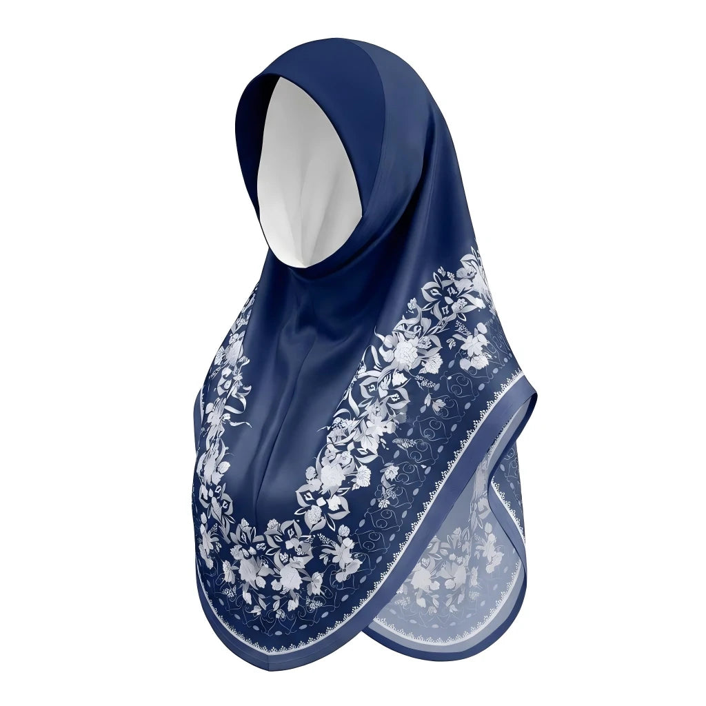 Bulk Supplier Luxury Silky Slip-on Hijab Beautiful Floral Print Muslim Headscarf