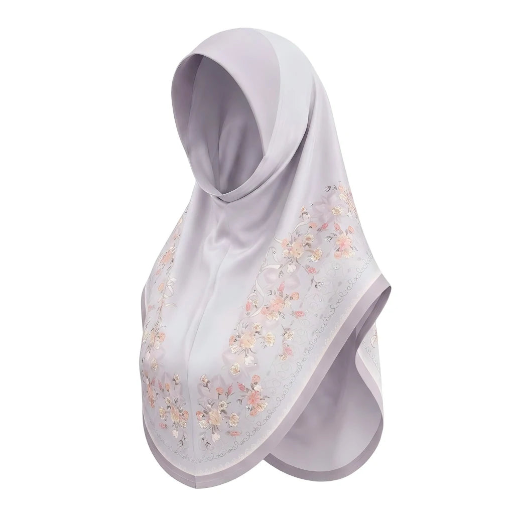 Bulk Supplier Luxury Silky Slip-on Hijab Beautiful Floral Print Muslim Headscarf