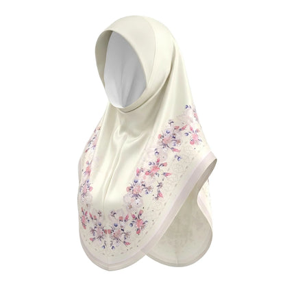 Bulk Supplier Luxury Silky Slip-on Hijab Beautiful Floral Print Muslim Headscarf