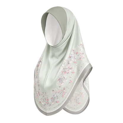 Bulk Supplier Luxury Silky Slip-on Hijab Beautiful Floral Print Muslim Headscarf