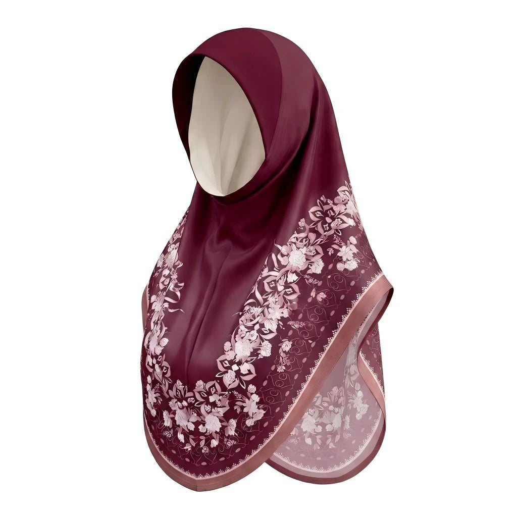 Bulk Supplier Luxury Silky Slip-on Hijab Beautiful Floral Print Muslim Headscarf