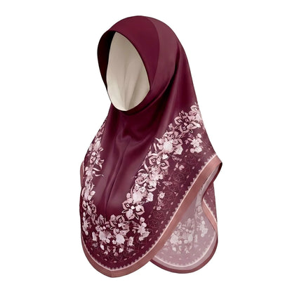 Bulk Supplier Luxury Silky Slip-on Hijab Beautiful Floral Print Muslim Headscarf