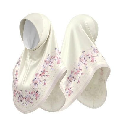 Bulk Supplier Luxury Silky Slip-on Hijab Beautiful Floral Print Muslim Headscarf