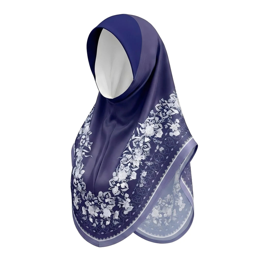 Bulk Supplier Luxury Silky Slip-on Hijab Beautiful Floral Print Muslim Headscarf
