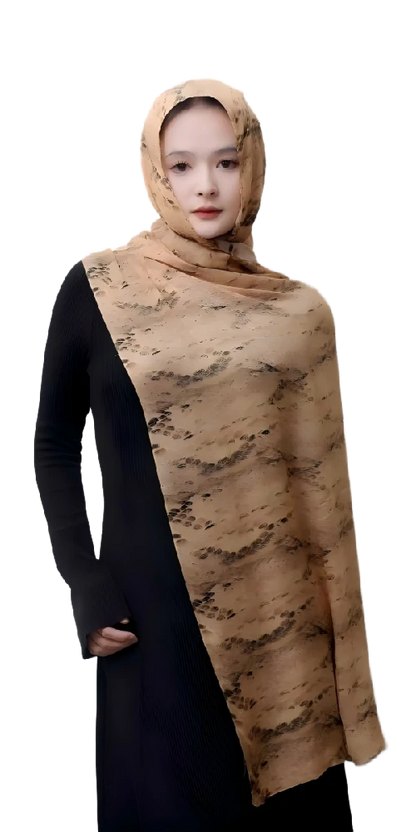 Custom Digital Printing Scarf Lightweight Snake Print Chiffon Shawl For Women