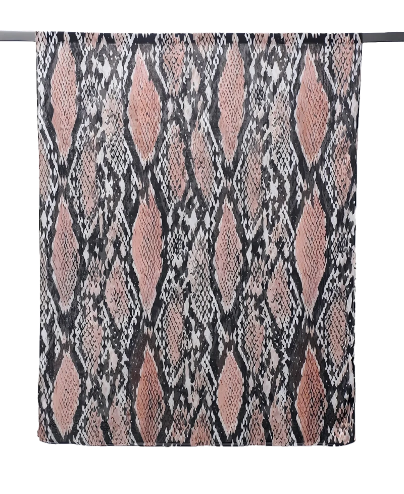 Custom Digital Printing Scarf Lightweight Snake Print Chiffon Shawl For Women