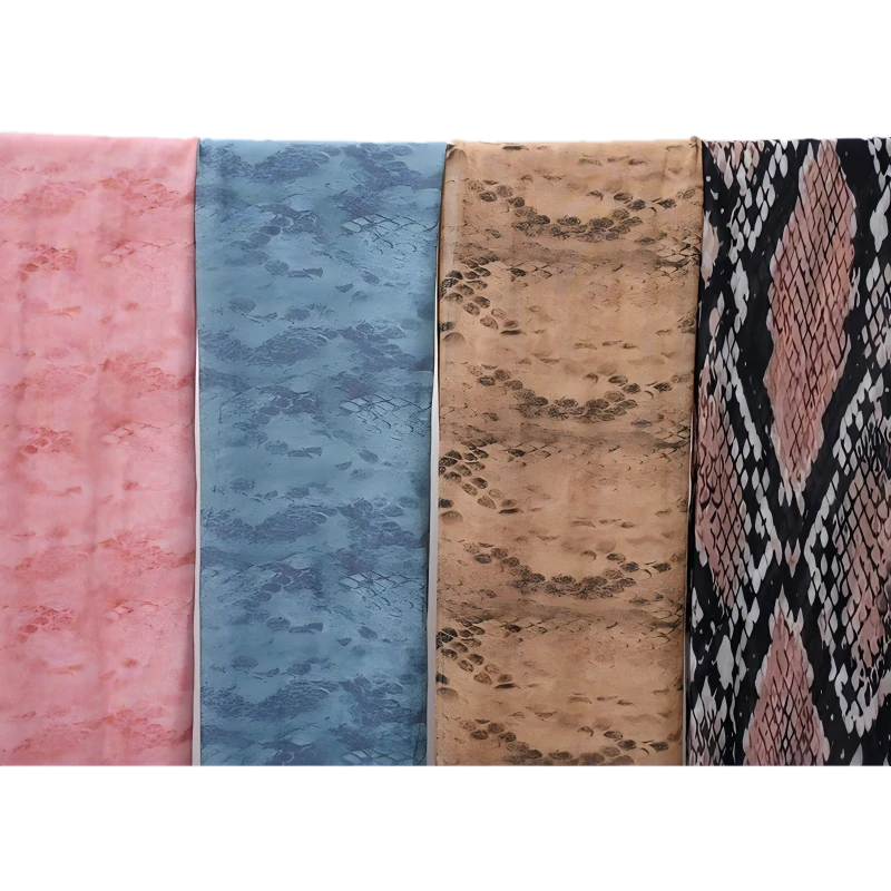 Custom Digital Printing Scarf Lightweight Snake Print Chiffon Shawl For Women