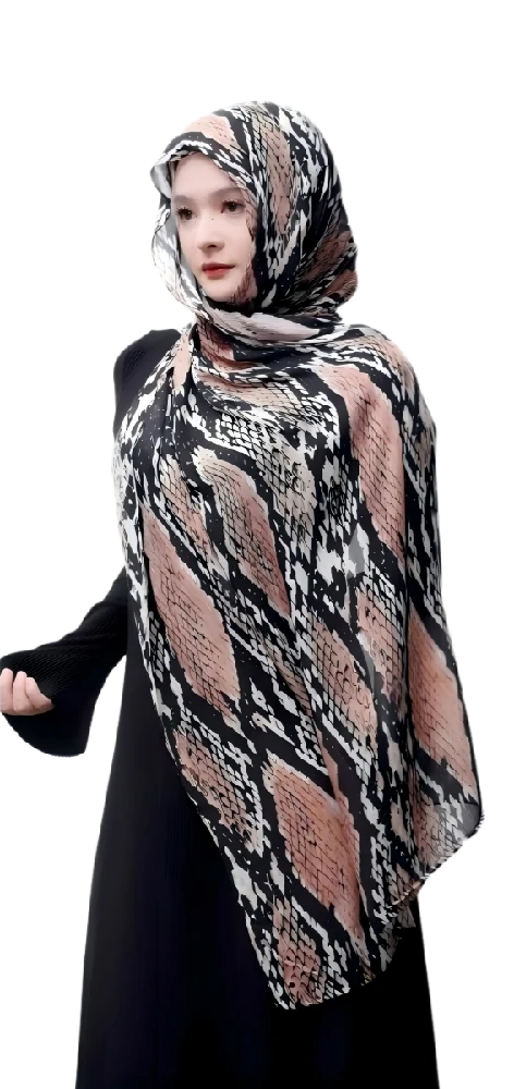 Custom Digital Printing Scarf Lightweight Snake Print Chiffon Shawl For Women