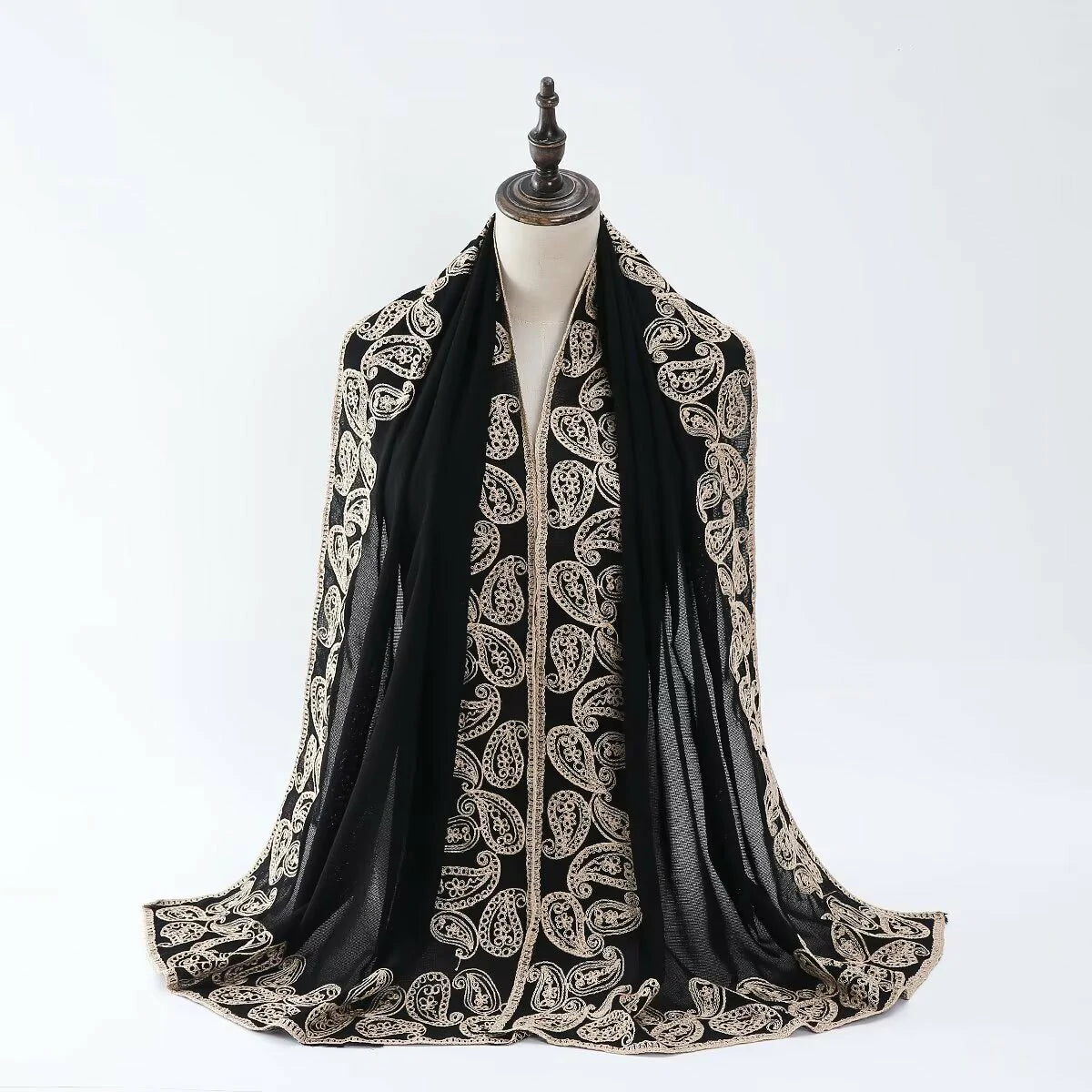 Black Embroidered Scarf