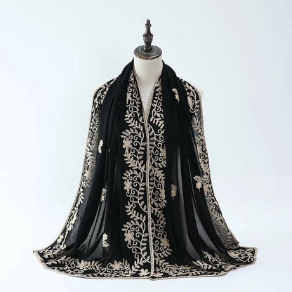 Black Embroidered Scarf
