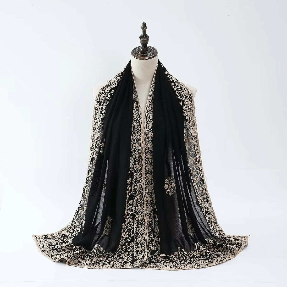 Black Embroidered Scarf