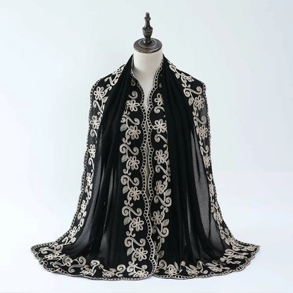 Black Embroidered Scarf