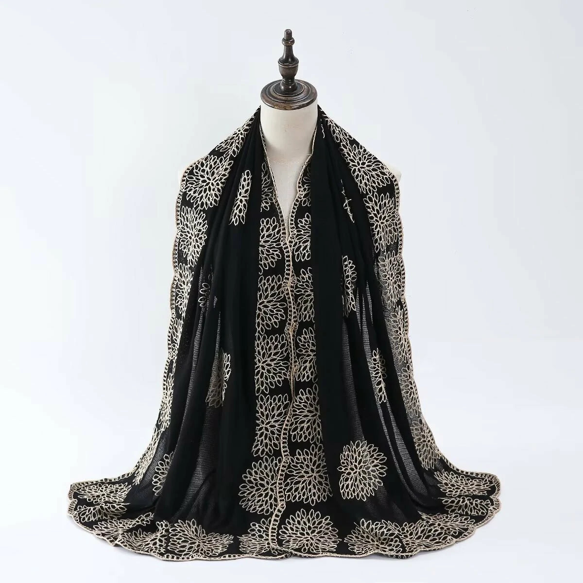 Black Embroidered Scarf