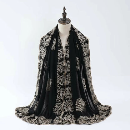 Black Embroidered Scarf