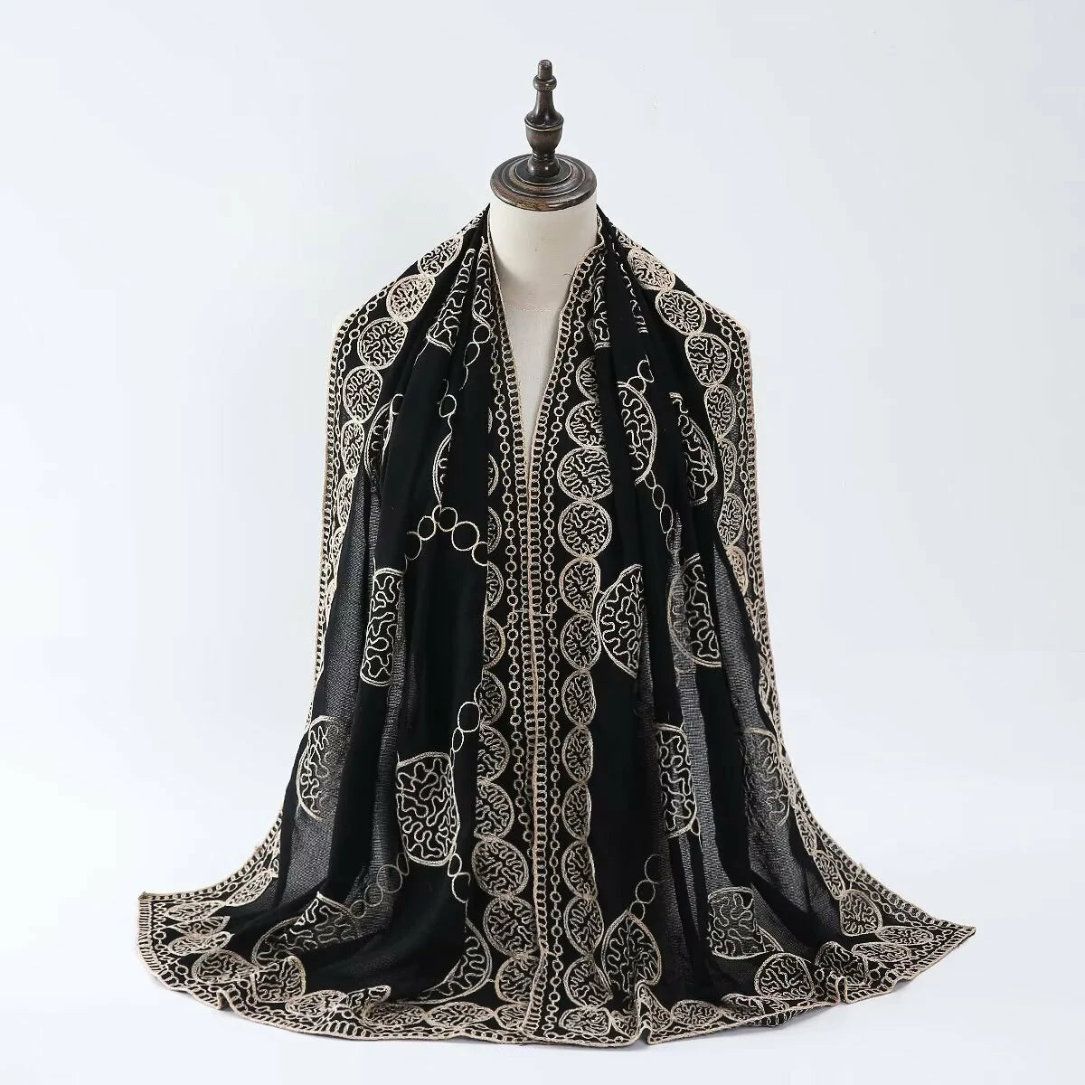 Black Embroidered Scarf