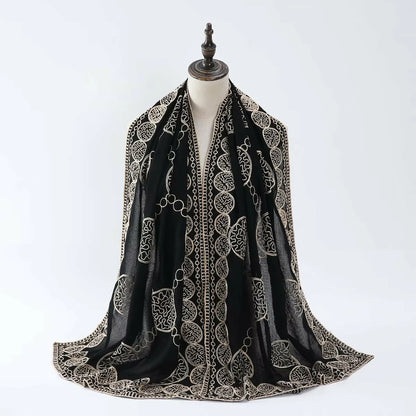 Black Embroidered Scarf