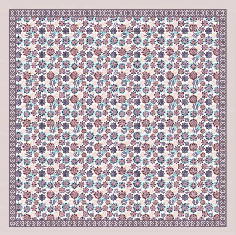 Customized Arabesque Motif Square Scarf Supplier Bohemian Mandala Print Headscarf