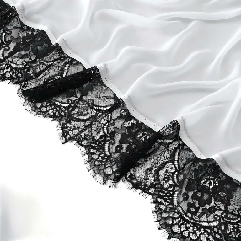Elegant White Lace Edge Hijab Scarf for Women Lightweight Breathable Shawl with Floral Lace Trim
