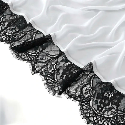 Elegant White Lace Edge Hijab Scarf for Women Lightweight Breathable Shawl with Floral Lace Trim