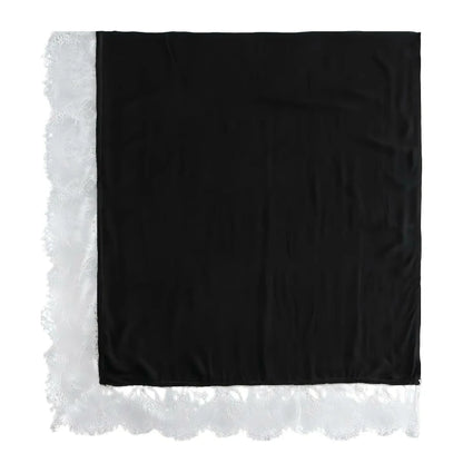 Elegant White Lace Edge Hijab Scarf for Women Lightweight Breathable Shawl with Floral Lace Trim