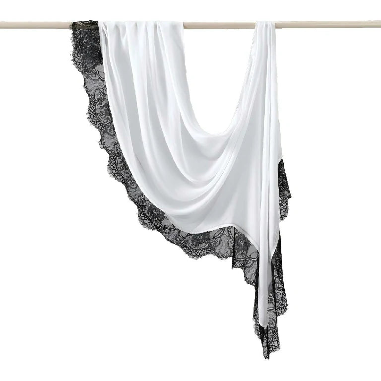 Elegant White Lace Edge Hijab Scarf for Women Lightweight Breathable Shawl with Floral Lace Trim