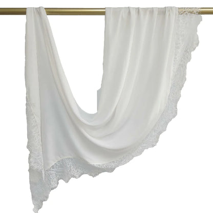 Elegant White Lace Edge Hijab Scarf for Women Lightweight Breathable Shawl with Floral Lace Trim