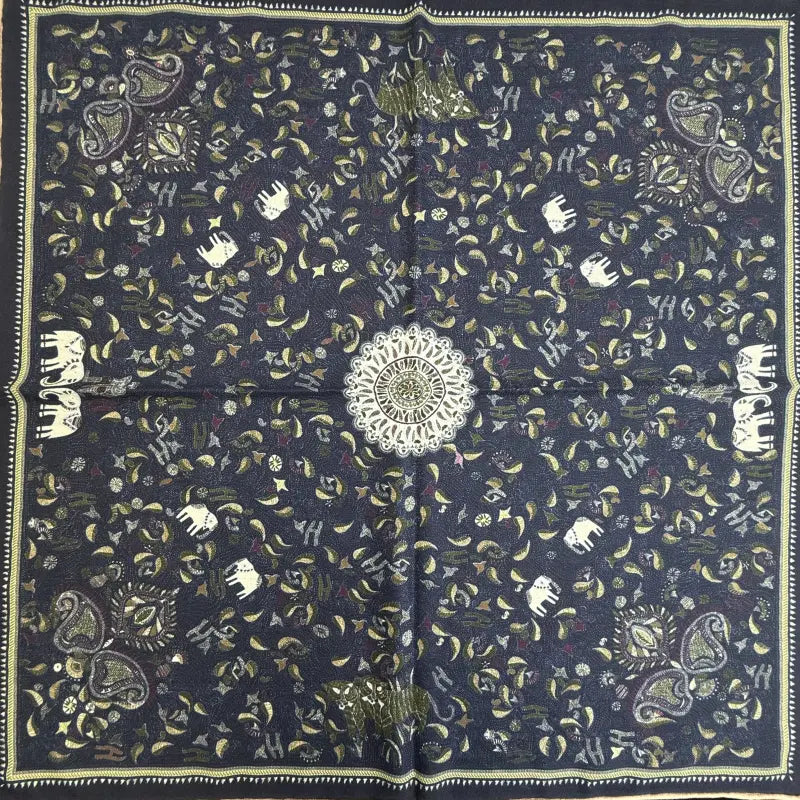 Elephant Paisley Wool Scarf Oversized Bohemian Digital Print Scarf Supplier