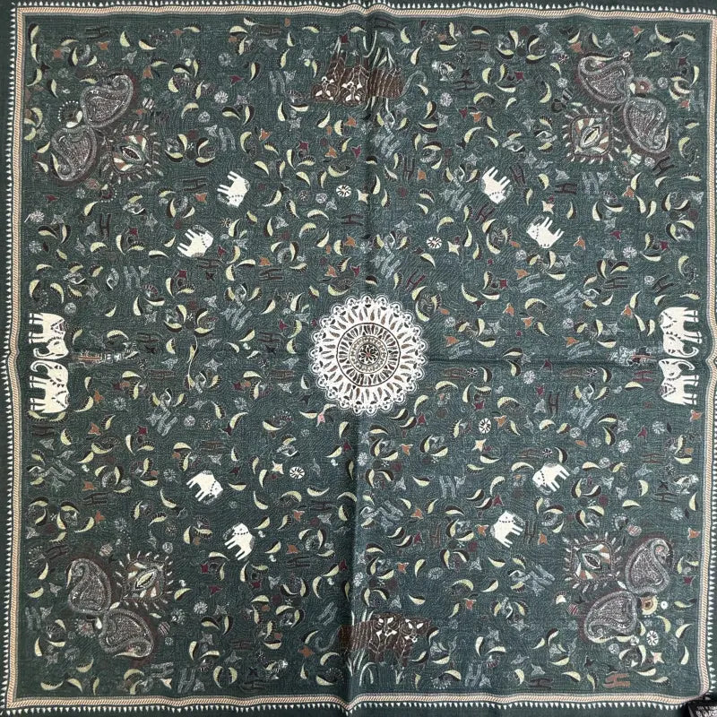 Elephant Paisley Wool Scarf Oversized Bohemian Digital Print Scarf Supplier