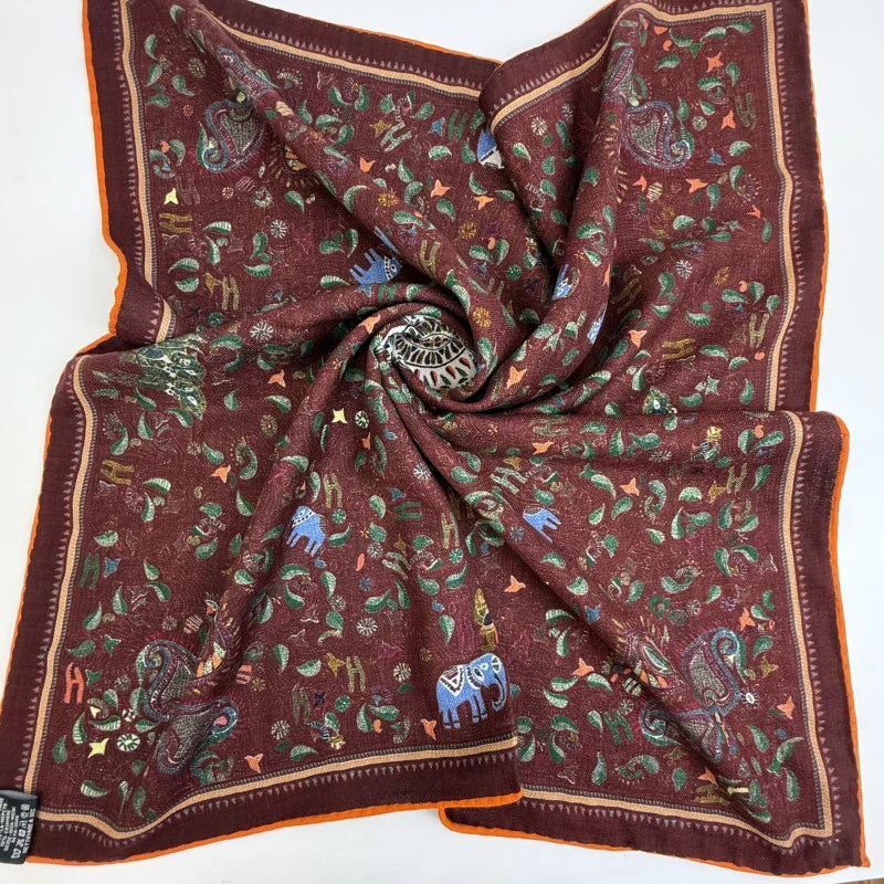 Elephant Paisley Wool Scarf Oversized Bohemian Digital Print Scarf Supplier