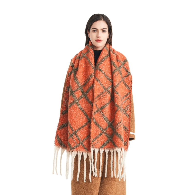 Boucle Yarn Fluffy Warm Shawl