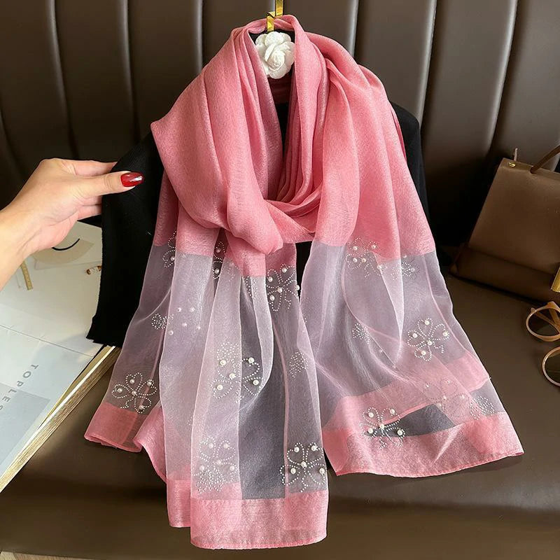 pink silk scarf