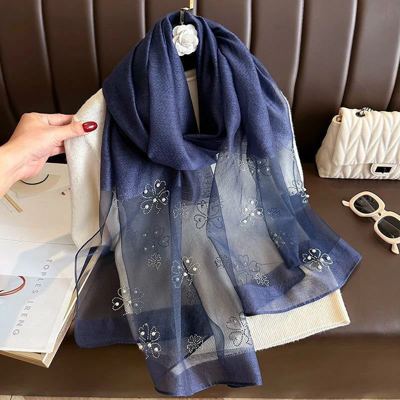 blue silk scarf