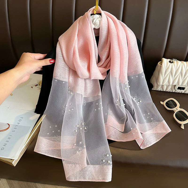 pink silk scarf