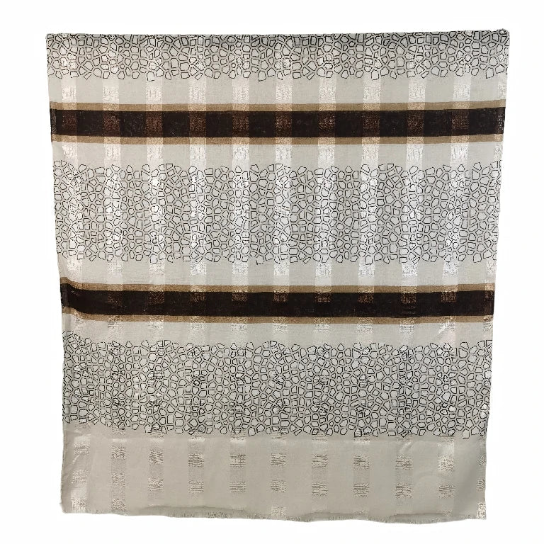 Geometric Pebble Print Viscose Hijab Lightweight Striped Shawl for Women